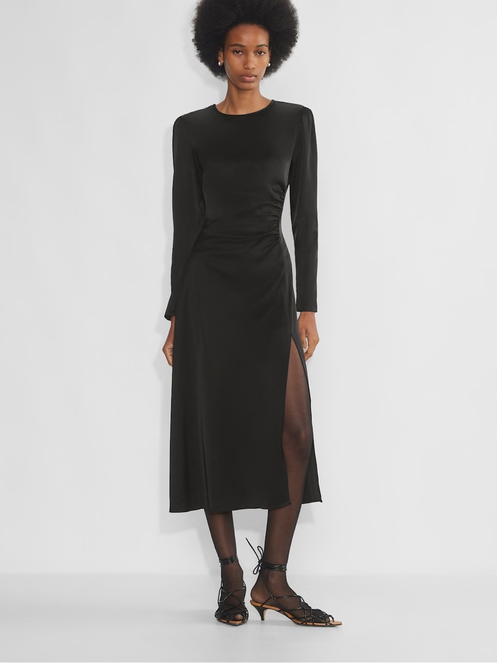 Aritzia Wilfred Melita Satin Formal Wedding Guest Maxi Dress Side-Slit Sz 00